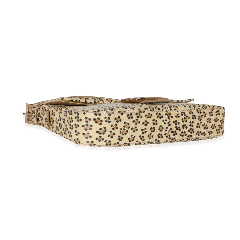 Fendi Beige Brown Leopard Print Python Baguette - image 6